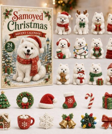 Festive Samoyed Advent Calendar — 24-Day Holiday Countdown With Acrylic Dog Charms, Perfect Pet Lover Christmas Gift