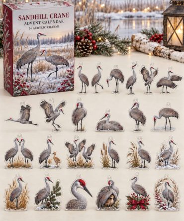 Sandhill Crane 24-Day Acrylic Charm Countdown Calendar — Elegant Bird-Themed Holiday Gift Set For Nature Lovers & Collectors