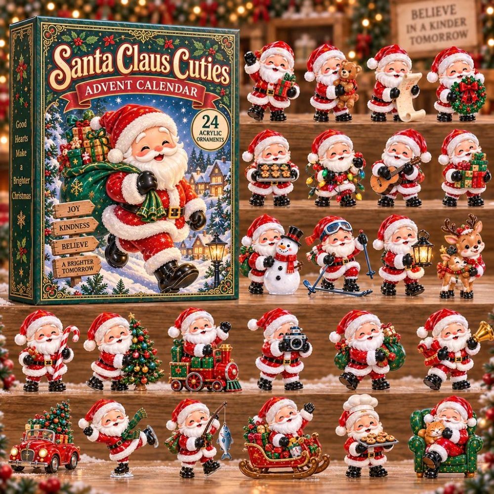 Santa Claus Cuties Christmas Advent Calendar - 24-Day Holiday Countdown With Acrylic Charms, Charming Gift & Family Decor