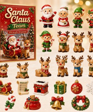 Santa Claus Team 24-Day Advent Calendar 2026 With Festive Acrylic Charms — Countdown To Christmas Holiday Gift Set