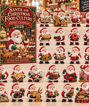 Santa Food & Treats Advent Calendar 2026 - 24 Playful Acrylic Charms Featuring Cookies, Milk & Festive Snacks