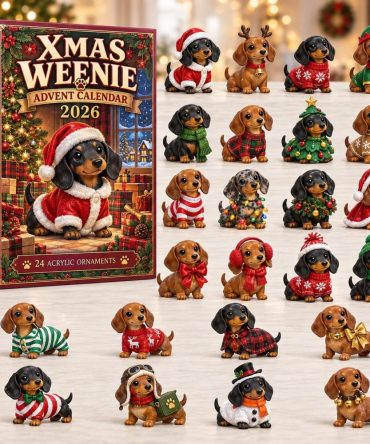 Santa Hat Wiener Dog Charm Countdown — 24-Day Acrylic Advent Calendar 2026 Featuring Festive Dachshund Charms, Holiday Gifts