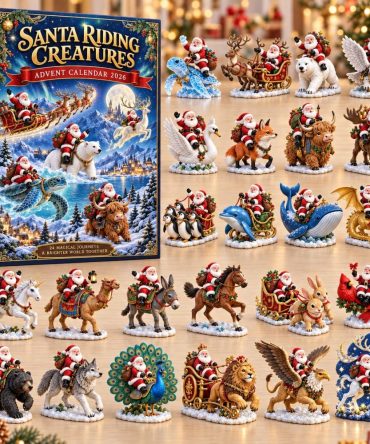 Santa Riding Creatures Advent Calendar 2026 — 24-Day Acrylic Charm Countdown, Whimsical Santa & Animal Ornaments, Holiday Decor