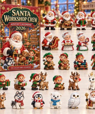 Santa'S Workshop Crew Holiday Calendar 2026 — 24 Surprise Miniatures & Acrylic Charms, Festive Collectible Set For Christmas Gifting