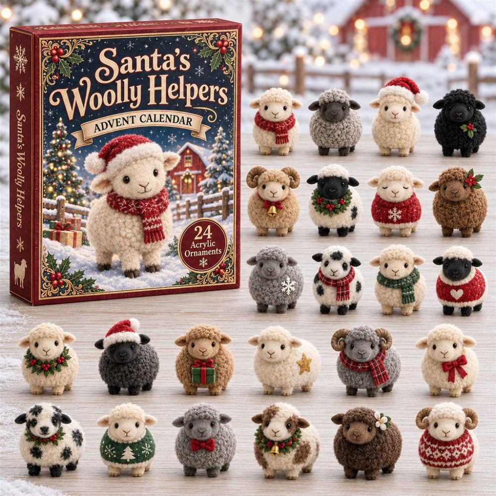24-Day Holiday Countdown Calendar With 24 Acrylic Charms — Santa'S Woolly Helpers Collection, Perfect Christmas Gift 2026
