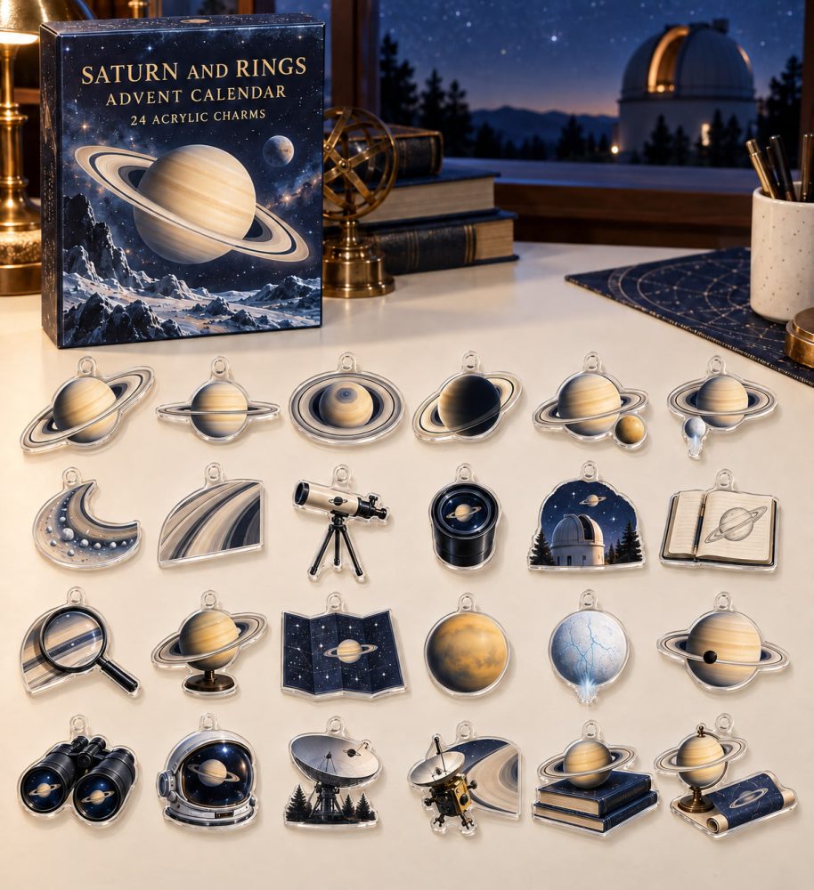Saturn Ring Charm Countdown — 24 Acrylic Planet & Ring Charms Holiday Advent Set For Space Lovers & Collectors