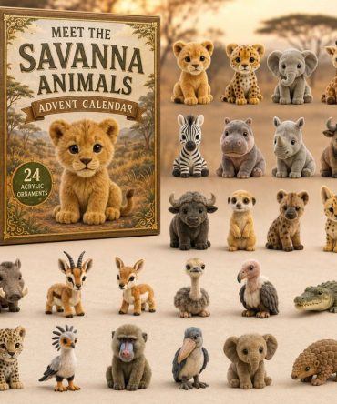 2026 Savanna Animals Life Countdown - 24-Day Advent Calendar With Vibrant Acrylic Safari Charms, Educational Gift For Kids & Animal Lovers