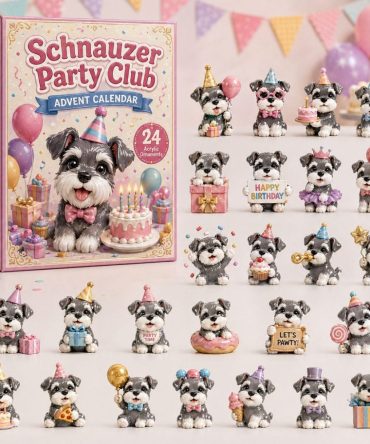 Schnauzer Party Club Holiday Advent Calendar 2026 — 24-Day Acrylic Charm Countdown, Fun Dog-Themed Gift