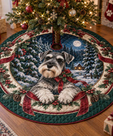 Schnauzer Quilted Festive Tree Skirt — Plush Christmas Base For Dog Lovers, Durable Stitching, Fits Most Trees, Easy Wash & Gift-Ready