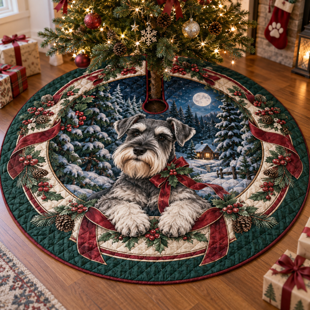 Schnauzer Quilted Festive Tree Skirt — Plush Christmas Base For Dog Lovers, Durable Stitching, Fits Most Trees, Easy Wash & Gift-Ready