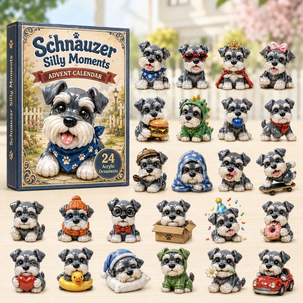 Premium Schnauzer Silly Moments Advent Calendar 2026 — 24-Day Acrylic Charms Countdown, Dog Lover Gift
