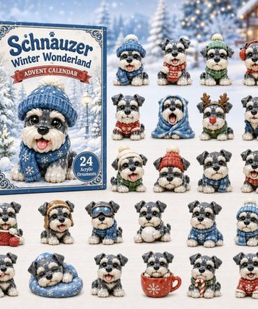 2026 Schnauzer Winter Wonderland Countdown Calendar — 24 Festive Acrylic Charms, Holiday Dog Ornaments & Gift For Schnauzer Lovers