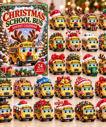 2026 School Bus Christmas Advent Calendar — 24-Day Festive Countdown With 24 Acrylic Charms, Perfect For Kids & Classrooms