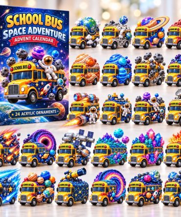 2026 School Bus Space Adventure Advent Calendar — 24-Day Galactic Countdown With Acrylic Charms, Stem-Friendly Kids Gift