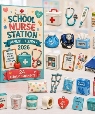 2026 School Nurse Station Advent Calendar — 24-Day Acrylic Charm Set Celebrating Nurses, Perfect Healthcare Hero Gift & Countdown Display
