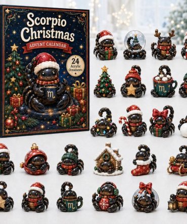 2026 Scorpio Dark Christmas Advent Calendar — 24 Moody Acrylic Zodiac Charms, Gothic Holiday Gift For Scorpio Fans