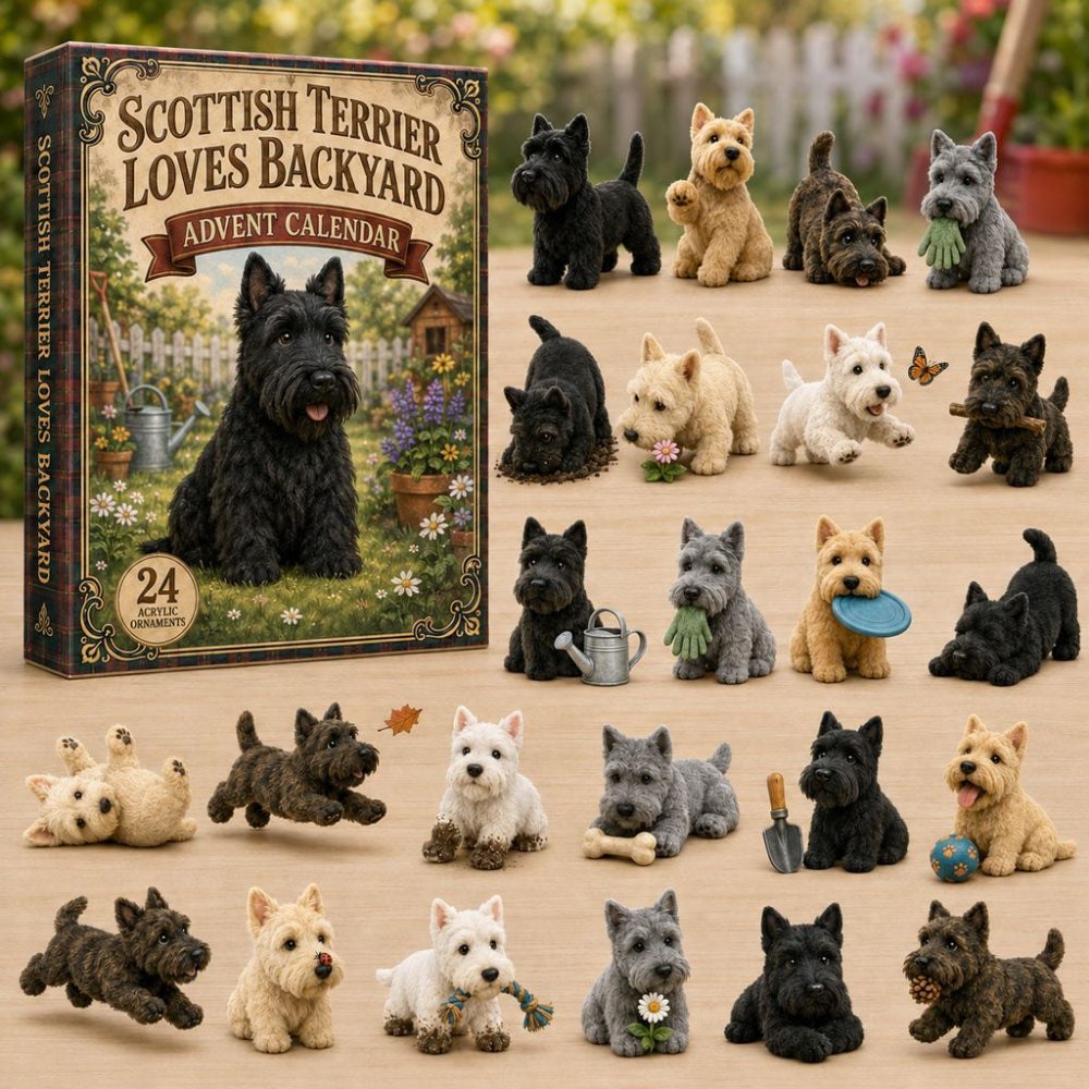 2026 Scottish Terrier Backyard 24-Day Advent Calendar — Acrylic Charm Set For Cozy Home Countdown, Perfect Gift For Scottie Owners