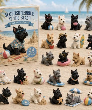 2026 Scottish Terrier Beach-Themed 24-Day Advent Calendar With Acrylic Charms — Summer-Style Holiday Countdown Gift For Dog Fans