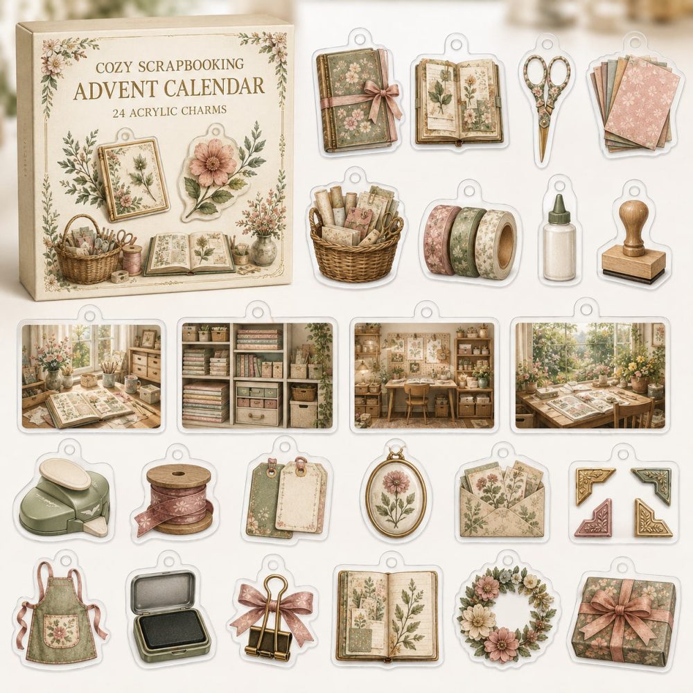 24-Day Acrylic Charm Countdown For Scrapbooking — Mix-And-Match Craft Charms, Creative Gift Set For Papercrafters & Hobbyists