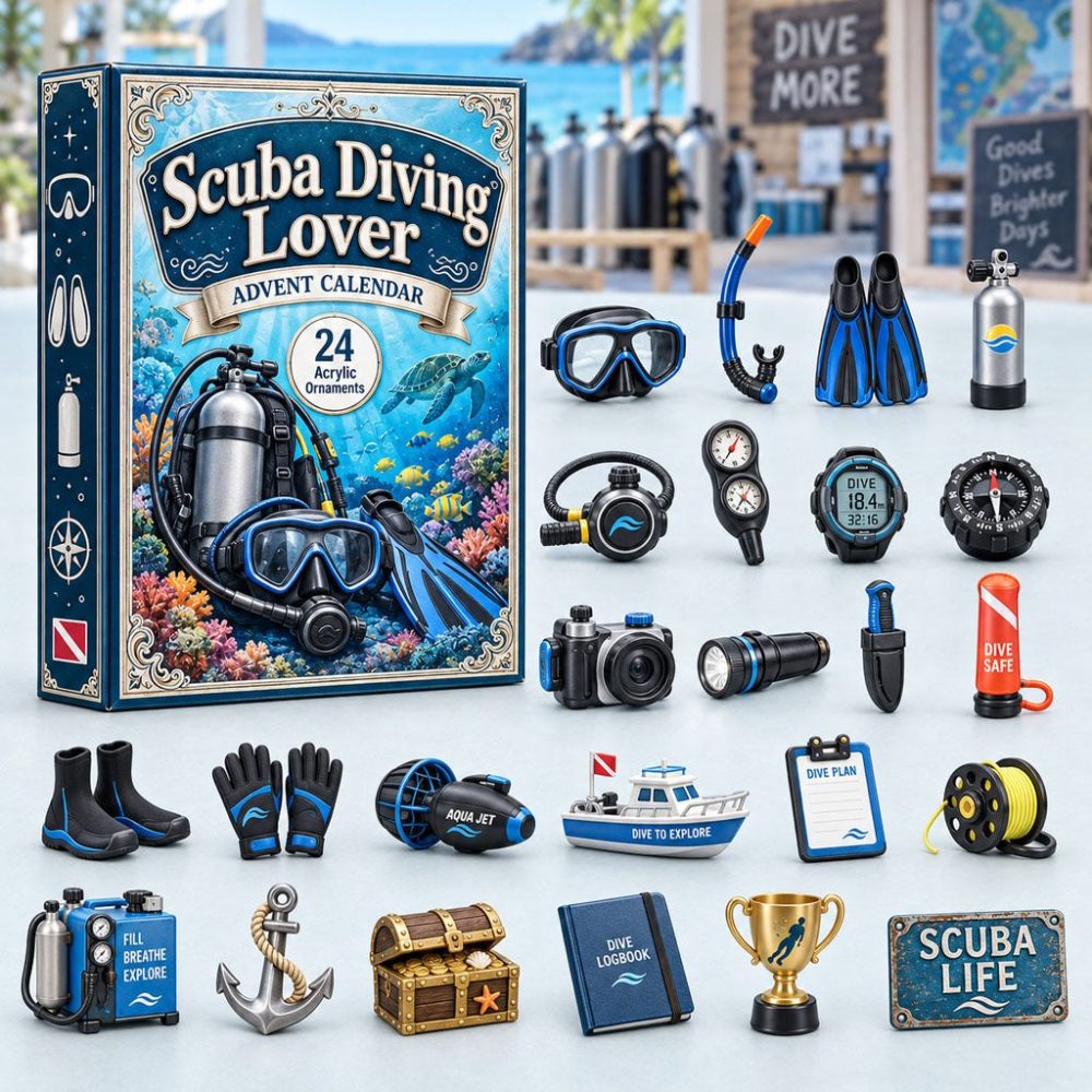 2026 Scuba Diver Advent Countdown - 24-Day Ocean Keepsake Calendar With Acrylic Charms, Perfect Gift For Divers & Snorkel Fans
