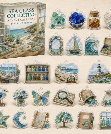 24-Day Sea Glass Collecting Charm Countdown — Ocean-Inspired Acrylic Tokens For Beachcombers, Coastal Keepsake Gift Set