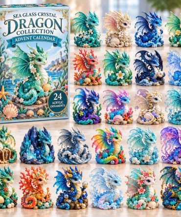 Sea Glass Dragon 2026 Advent Calendar — 24-Day Ocean Fantasy Acrylic Charms, Iridescent Dragon Keepsake Holiday Gift