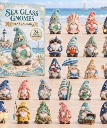 Sea Glass Gnomes 24-Day Acrylic Charm Countdown — Coastal Beach-Themed Advent Calendar For Nautical Holiday Decor & Gifts