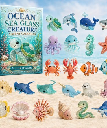 Sea Glass Ocean Friends 2026 Holiday Advent Calendar - 24-Day Acrylic Charms Set For Beach Lovers & Kids