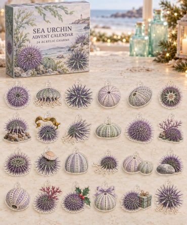 24-Day Acrylic Charm Advent Calendar — Sea Urchin Ocean Collection , Beachy Holiday Countdown With Nautical Charms