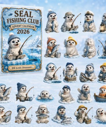 2026 Seal Fishing Club Advent Pack — 24 Fisherman Seal Acrylic Charms, Nautical Countdown Calendar & Collectible Miniatures For Kids