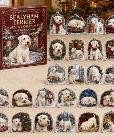 Sealyham Terrier Holiday Advent Calendar — 24 Acrylic Dog Charms, Christmas Countdown Ornaments & Gift For Terrier Lovers