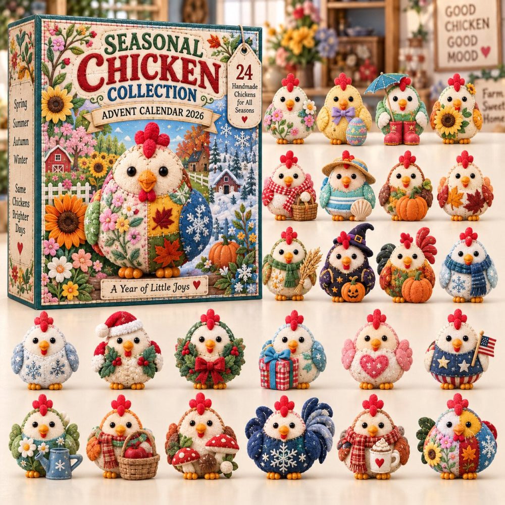 Seasonal Chicken Advent Calendar 2026 - 24-Day Holiday Farm Countdown With Themed Acrylic Chicken Charms, Charming Gift