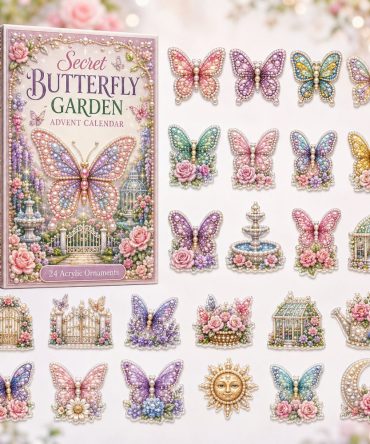 Butterfly Garden 24-Day Advent Calendar 2026 With Acrylic Butterfly Charms — Whimsical Holiday Countdown Gift