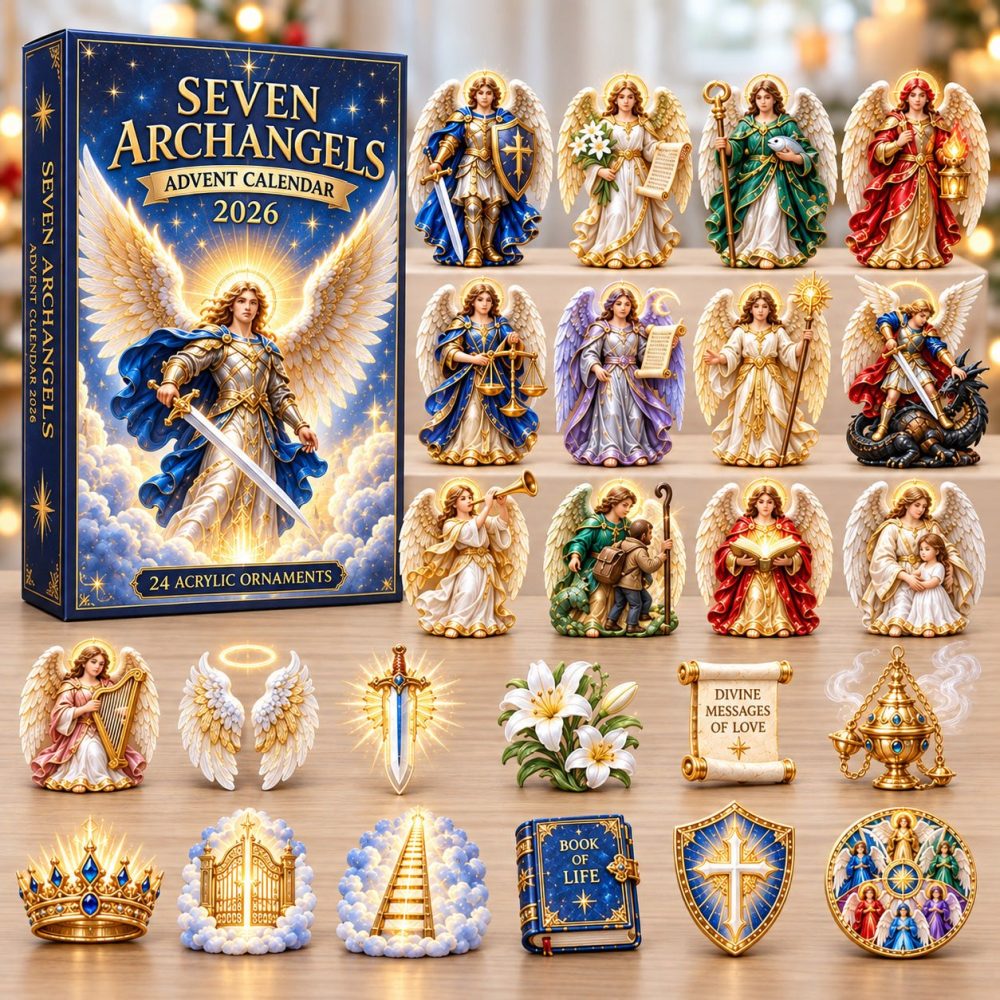 Seven Archangels 2026 Devotional Advent — 24 Celestial Acrylic Charms, Inspirational Christian Countdown Calendar For Reflection & Gifting