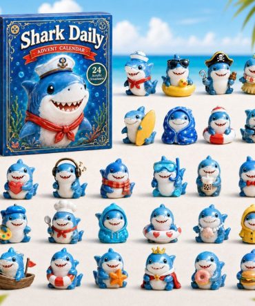 Ocean Shark 24-Day 2026 Advent Calendar With Acrylic Collectible Charms — Holiday Countdown Gift Box