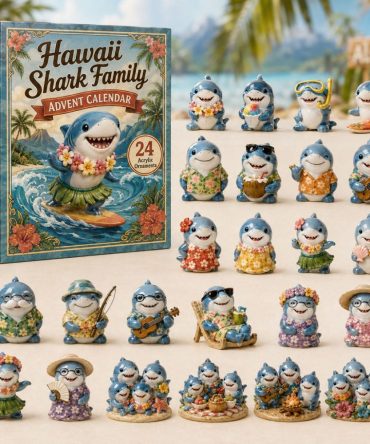 Shark Family Holiday Countdown — 24 Inclusive Acrylic Charms, Family-Themed Ocean Advent Set For All Ages & Gift Giving