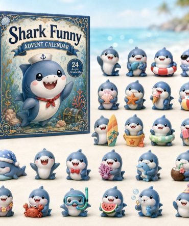 Funny Shark Countdown Collection — 24 Humorous Acrylic Charms, Whimsical Ocean Advent Set For Gag Gifts & Shark Fans