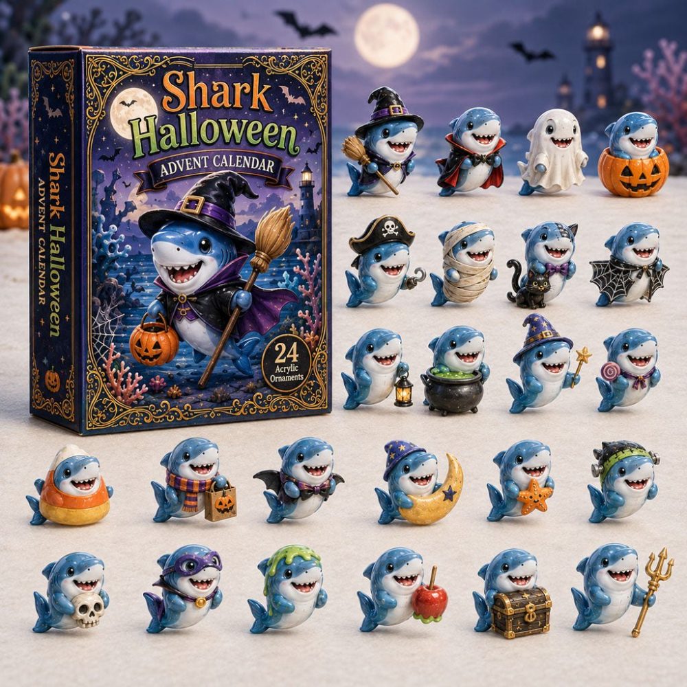 Shark-Themed Halloween Advent Calendar 2026 - 24-Day Spooky Sea Countdown With Acrylic Charms & Collectibles