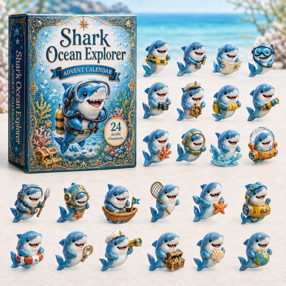 Shark Ocean Explorer Countdown Pack — 24 Marine Acrylic Charms, Educational Ocean-Themed Advent For Kids & Collectors