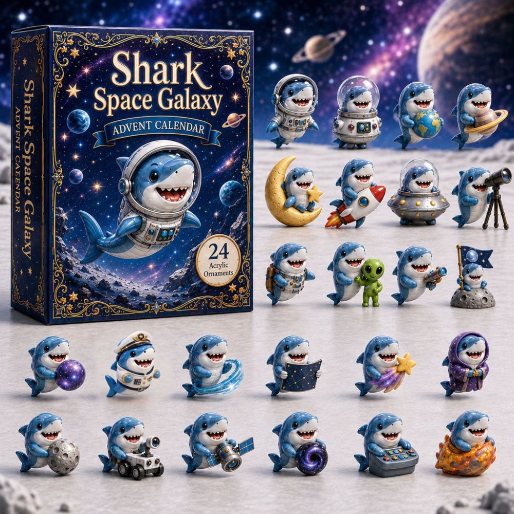Shark Space Galaxy Countdown — 24 Sci-Fi Acrylic Charms, Cosmic Ocean-Themed Advent For Fans Of Space & Sea Creatures