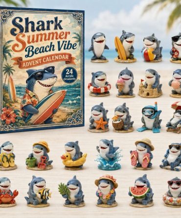 Shark Summer Beach Countdown Collection — 24 Sunny Acrylic Charms, Tropical Ocean Advent Set For Kids & Beach Lovers