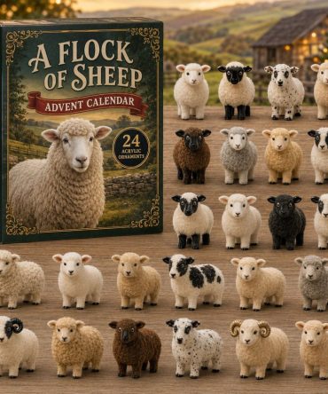 Sheep Flock Holiday Countdown — 24 Pastoral Acrylic Charms, Farm Animal Advent Set & Charming Seasonal Gift Box