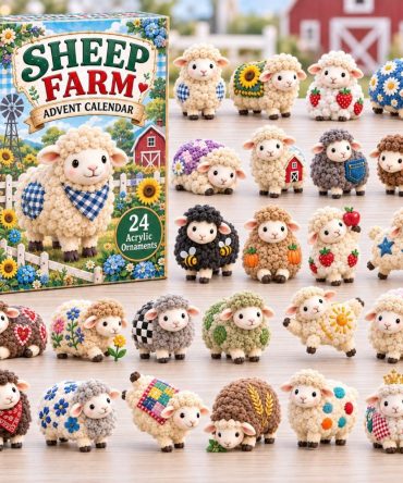 Sheep Farm 24-Day Countdown Calendar 2026 – Acrylic Lamb Charms, Cozy Pasture-Themed Advent, Rustic Farmhouse Holiday Gift