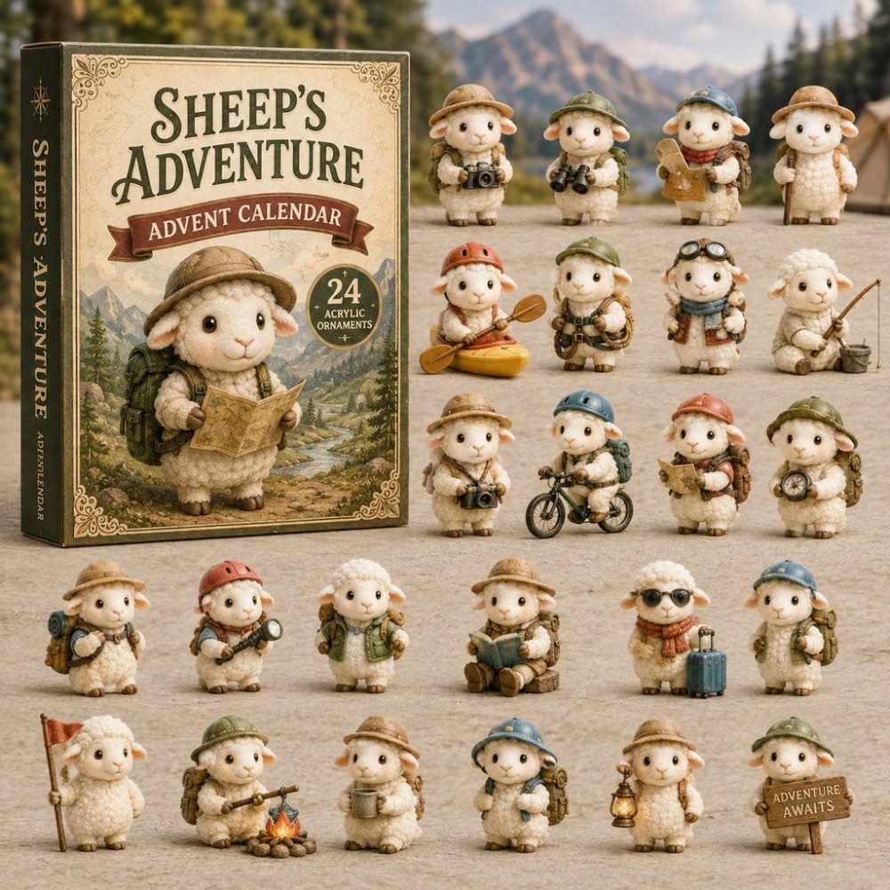 Sheep Outdoor Adventure 2026 Countdown - 24-Day Acrylic Charm Calendar, Hiking Sheep Charms For Nature Lovers & Gifts