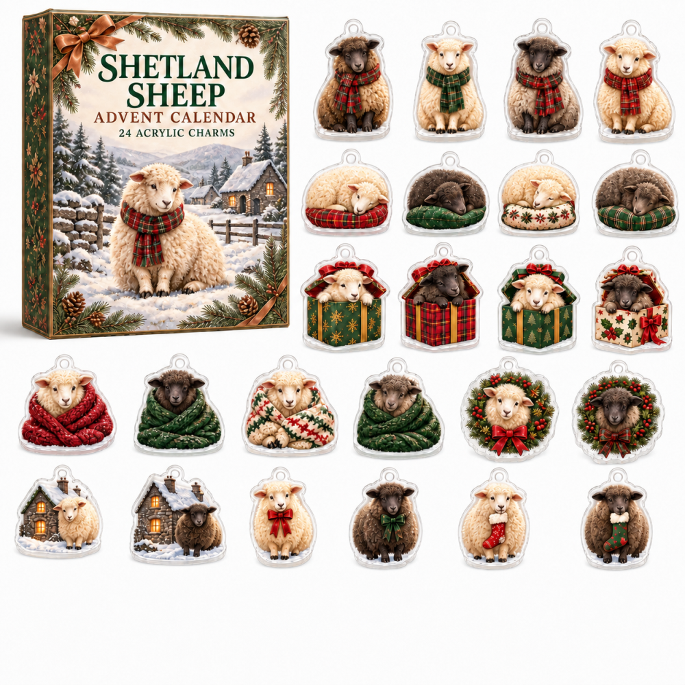 Shetland Sheep Holiday Countdown — 24 Acrylic Charm Advent Calendar, Cozy Christmas Gift For Sheep & Wool Lovers