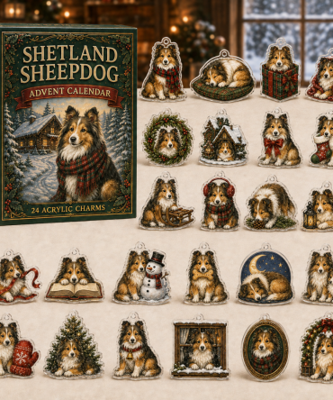 Shetland Sheepdog Holiday Countdown Advent Calendar — 24 Acrylic Charms, Cute Sheltie Christmas Gift For Dog Lovers & Collectors