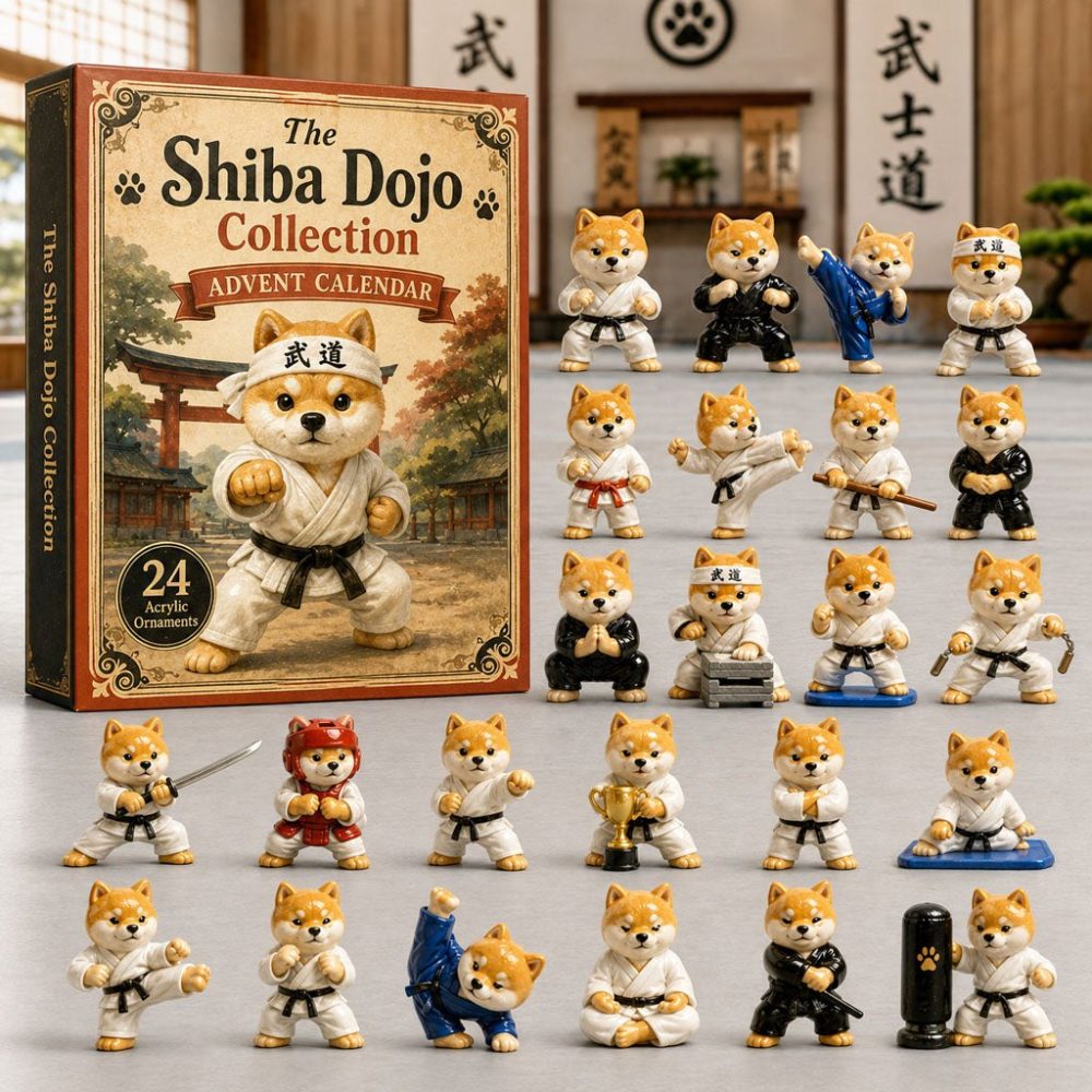 Shiba Dojo 2026 Martial Arts Countdown - 24-Day Acrylic Charm Advent Calendar, Karate Dog Charms & Giftable Set