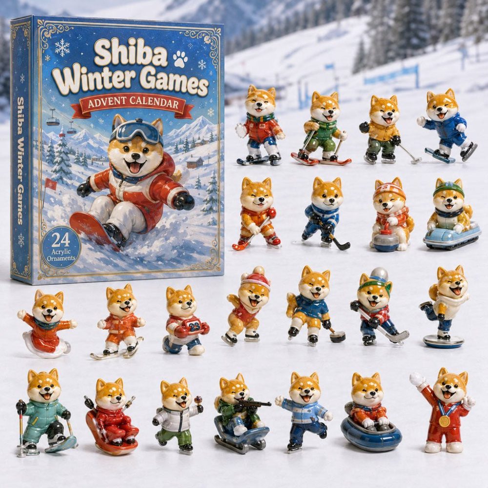 Shiba Winter Games 2026 Countdown - 24-Day Acrylic Charm Advent Calendar, Snowy Shiba Collectibles & Holiday Gift