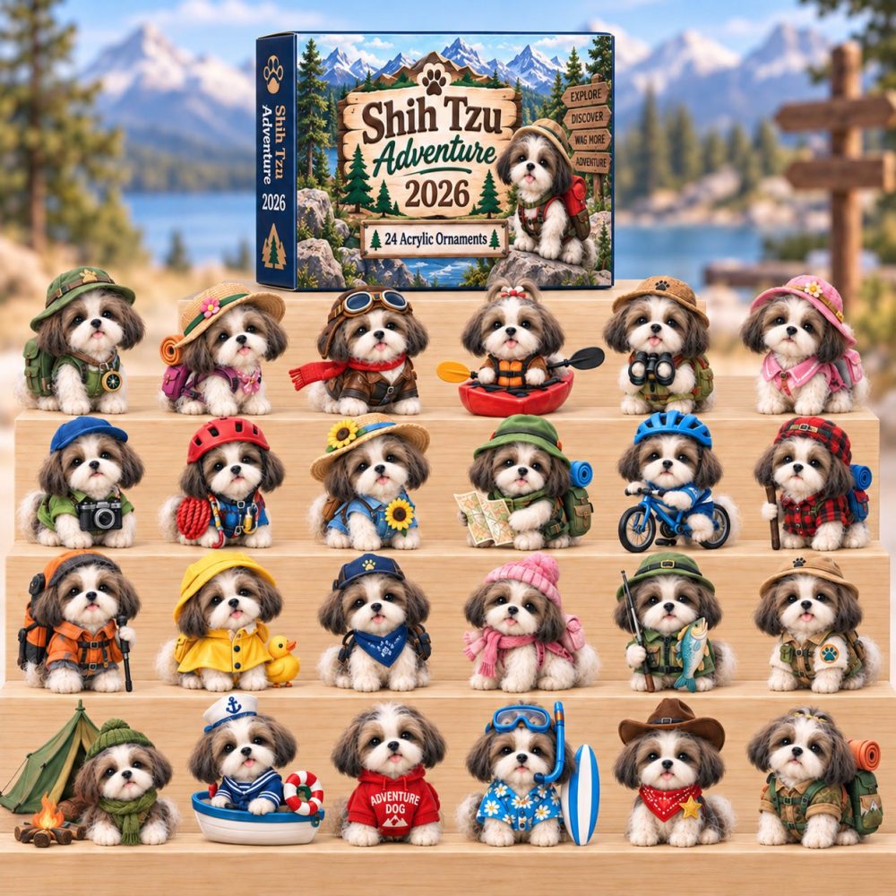 Shih Tzu Adventure Holiday Countdown 2026 — 24 Travel & Adventure Acrylic Charms, Playful Dog-Themed Gift And Collectible Display