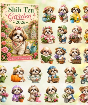 2026 Shih Tzu Garden Holiday Countdown Calendar — 24-Day Acrylic Charm Collectible, Perfect Dog Lover Gift